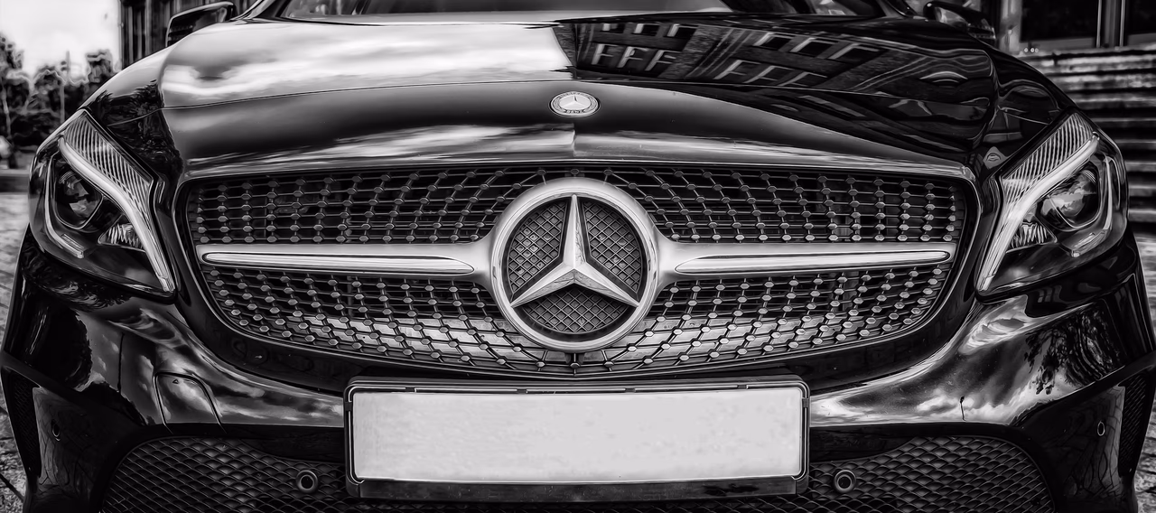 Front view of a black Mercedes executive chauffeur car